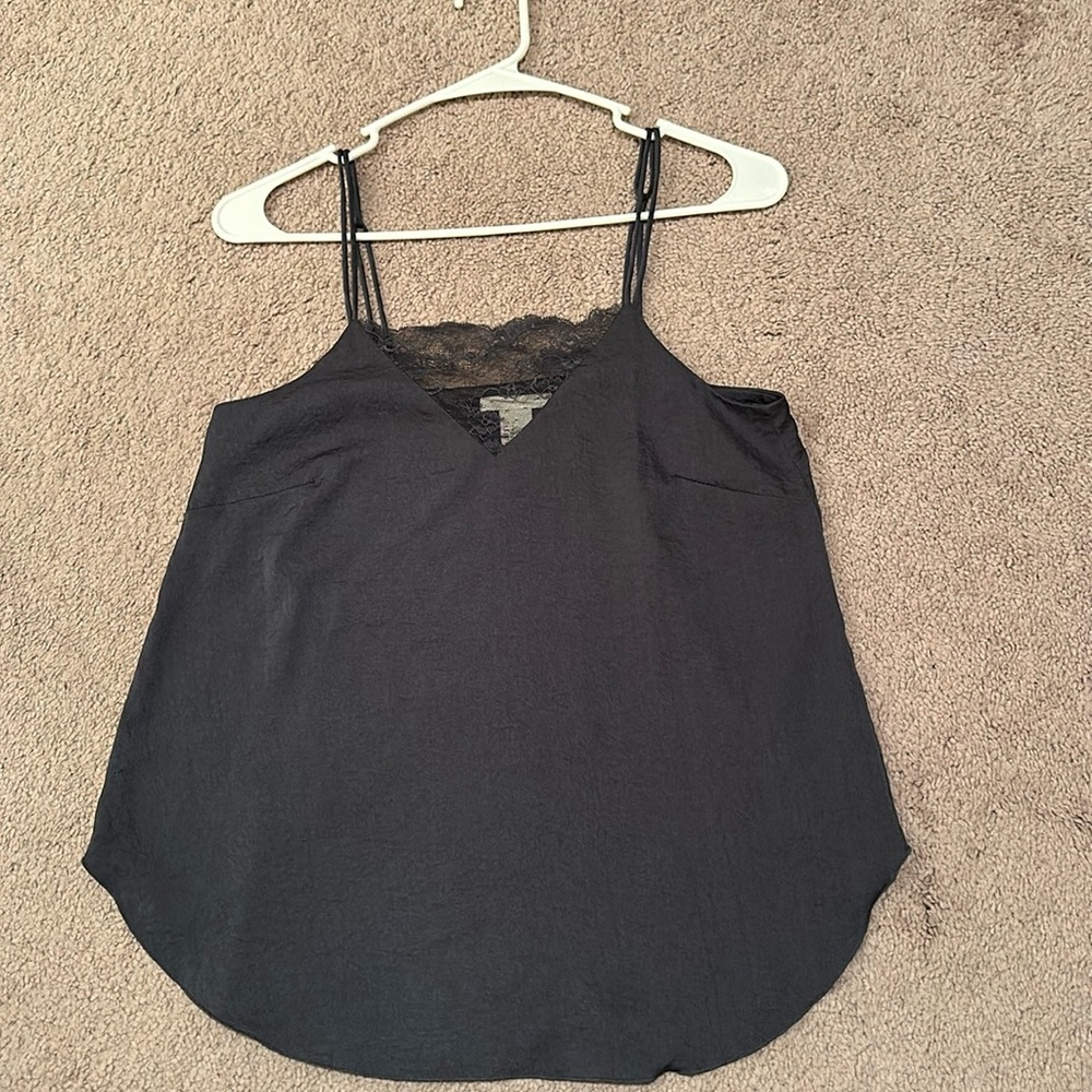 H&M slip top. Very sexy. lace details, US size 4, Grey color.
